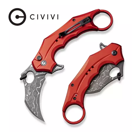 Civivi Knife Incisor II Red Aluminium, Stonewashed Damascus (C16016B-DS1)