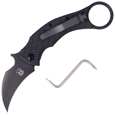 FOX Karambit Black Bird Black Carbon Fiber / Gray Titanium, Black ELMAX by Bastinelli (FX-591 TIC B)