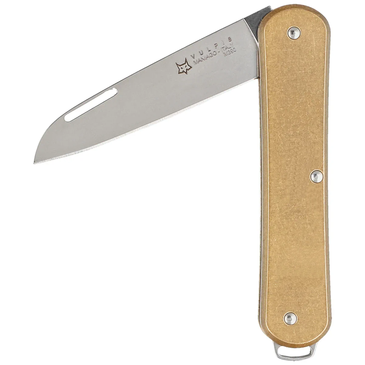 Fox Vulpis Brass, Polished M390 Pocket Knife (FX-VP130 OT)