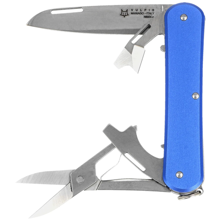 Fox Vulpis F4 Sky Blue Aluminum, Polished N690Co Pocket Knife (FX-VP130-F4 SB)