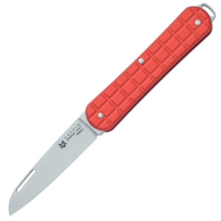 Fox Vulpis Grenade Pattern Red Aluminum Knife, Polished N690Co (FX-VPGP130 RD)