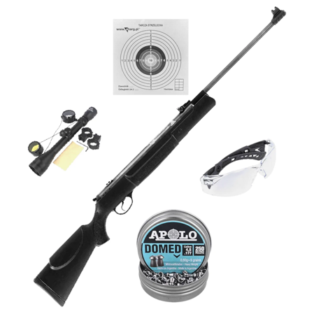 Hatsan 90 Air Rifle 4.5 mm Air Rifle Set: Scope, Safety Glasses, Pellets, Shooting Targets