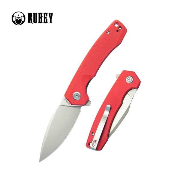 Kubey Knife Calyce Red G10, Bead Blasted AUS-10 (KU901J)