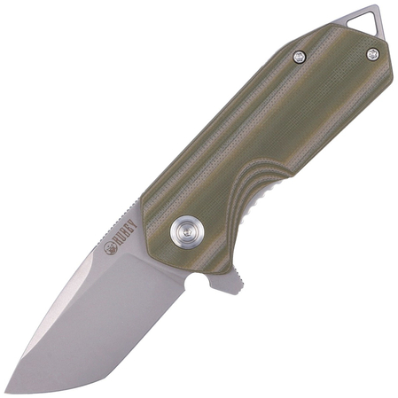 Kubey Knife Campe, Striped Green G10, Sandblast D2 (KU203E)