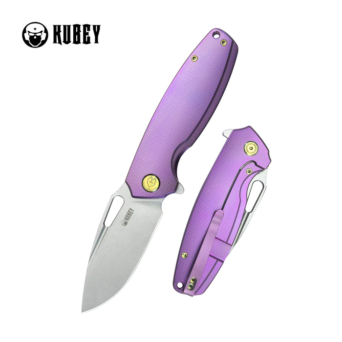 Kubey Knife Tityus Purple Titanium, Bead Blasted 14C28N (KB360C)