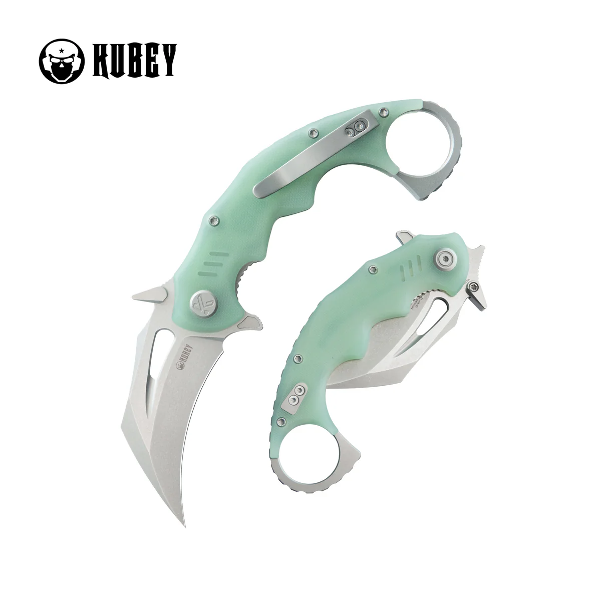 Kubey Mini Wrath Knife Jade G10, Beadblasted 14C26N by MUZI Design (KU262J)