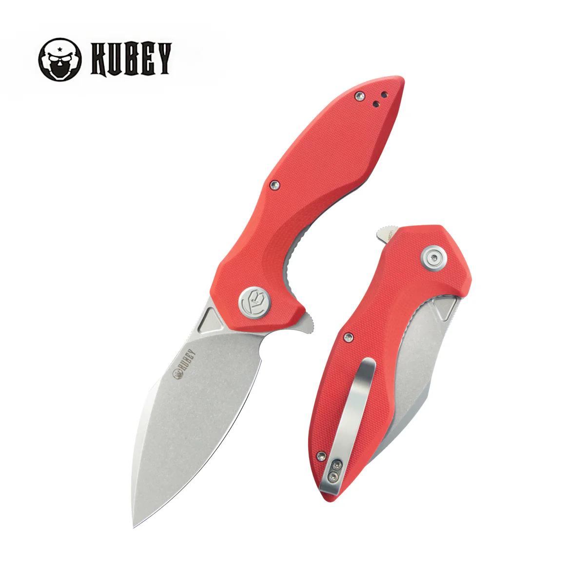 Kubey Nobel Knife Red G10, Beadblasted 14C28N (KU236L)