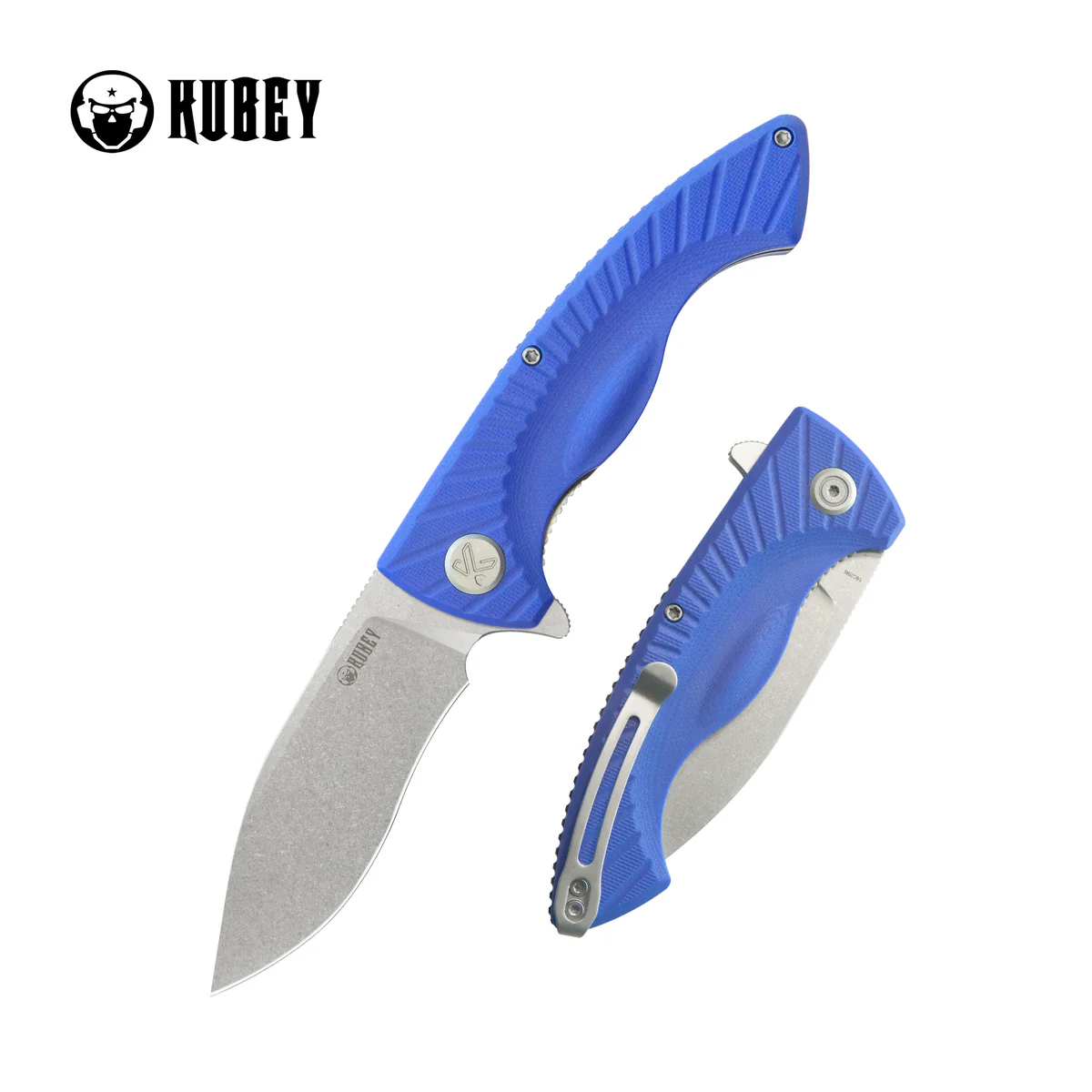 Kubey Timberwolf Knife Blue G10, Stonewashed 14C28N (KU208G)