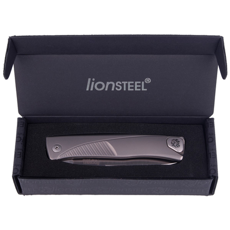 LionSteel Thrill Grey Titanium, Satin M390 by Molletta Knife (TL GY)