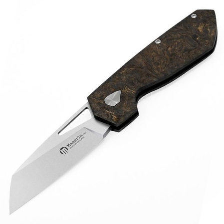 Maserin W2 Black/Gold FatCarbon, Satin M390 by Attilio Morotti Knife (371/G)