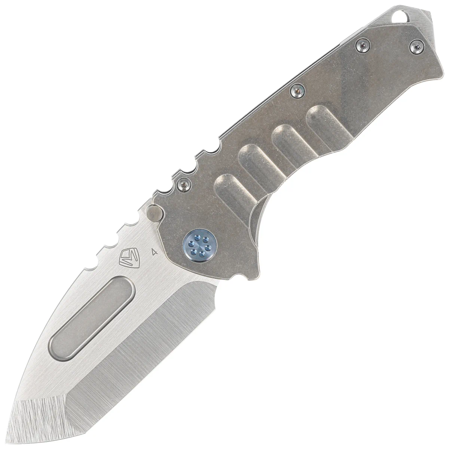 Medford Praetorian T Tanto Tumbled Titanium, Blue HW/Clip, Tumbled S45VN by Greg Medford (MK0124TT-01TM-T2C2-BN)