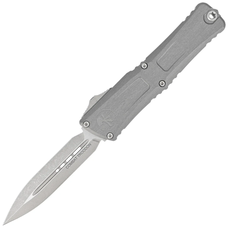 Microtech Combat Troodon D/E Gen III OTF Knife Natural Clear Aluminum, Apocalyptic M390MK by Tony Marfione (1142-10APNC)