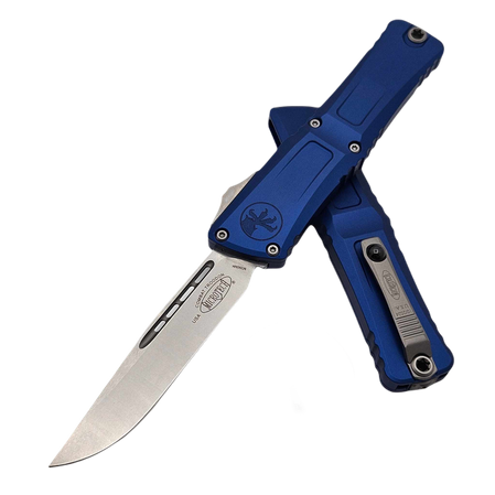 Microtech Combat Troodon S/E Gen III OTF Knife Navy Blue Aluminum, Stonewashed M390MK by Tony Marfione (1144-10NA)