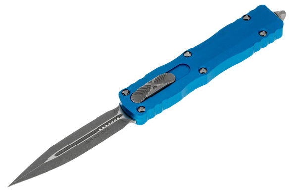 Microtech Dirac D/E Blue Aluminum, Apocalyptic M390 by Tony Marfione (225-10APBL)