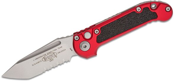 Microtech LUDT T/E Gen III Automatic Knife Red Aluminum/3M, Stonewashed P/S M390MK by Tony Marfione (1136-11RD)