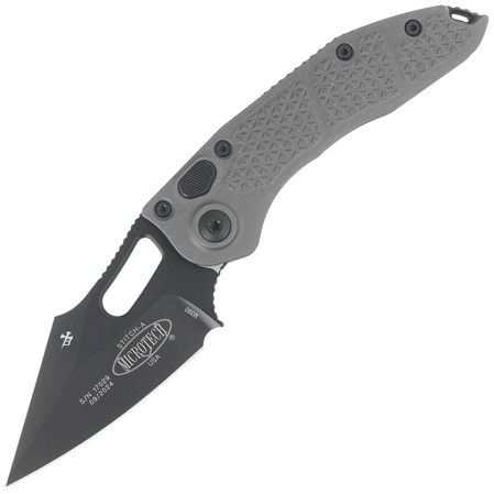 Microtech Stitch-A S/E Natural Clear Aluminum, Black M390MK Automatic Knife by Borka Blades and Tony Marfione (169-1NC)