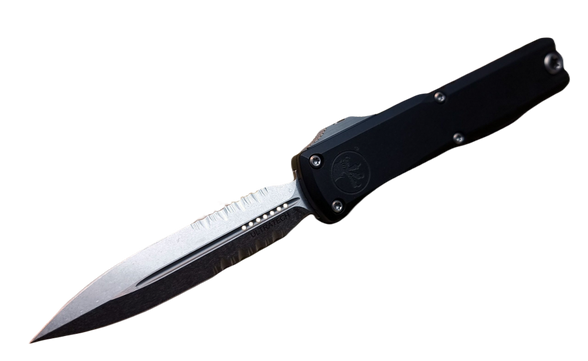 Microtech Ultratech D/E Gen III ZBP OTF Knife Black Aluminum, Apocalyptic P/S M390MK by Tony Marfione (1122-11AP)