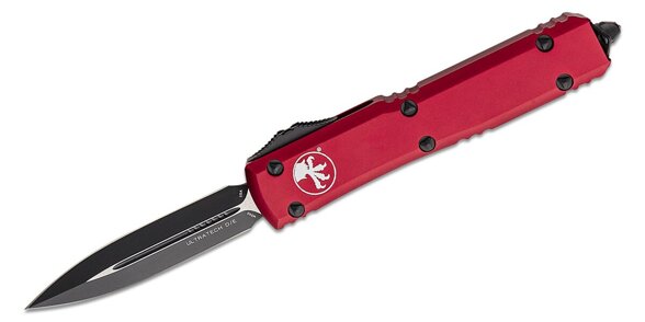 Microtech Ultratech D/E Merlot Red Aluminum Knife, Black M390 by Tony Marfione (122-1MR)