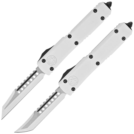 Microtech Ultratech Storm Trooper Hellhound/Warhound OTF Knives Set Signature White Aluminum, White M390 by Tony Marfione (119-1SETSTDS)