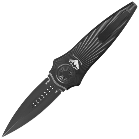 Paragon Warlock Tapered StarBurst Black Aluminum, Cerakote Black CPM S35VN (WLOCX-TSB-B-DO-CB)