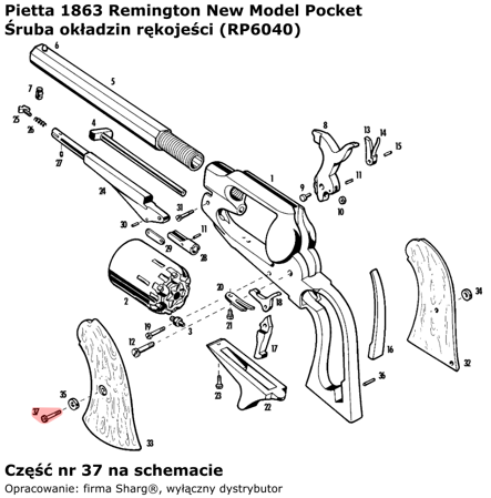 Pietta 1863 Remington Pocket Grip Screw (RP6040)