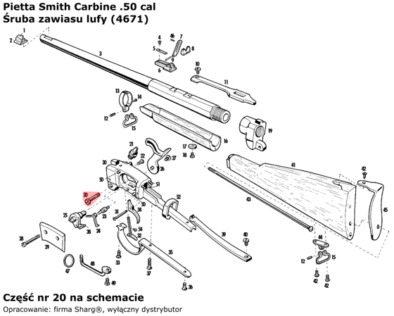 Pietta Smith Carbine .50 cal Action to Barrel Hinge Screw (4671)