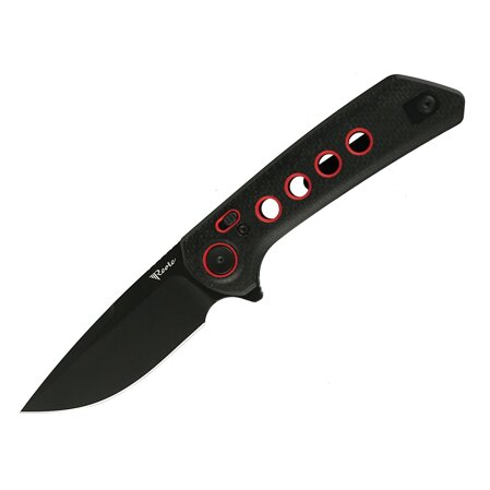 Reate PL-XF-12 Knife Black Micarta/Red G10 Inlay, Black PVD Nitro-V