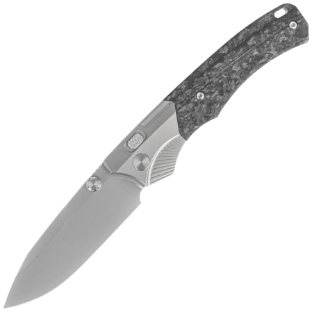 Remette WD107 Knife Gray Titanium/Carbon Fiber, Hand Grinding Pearlescent M390