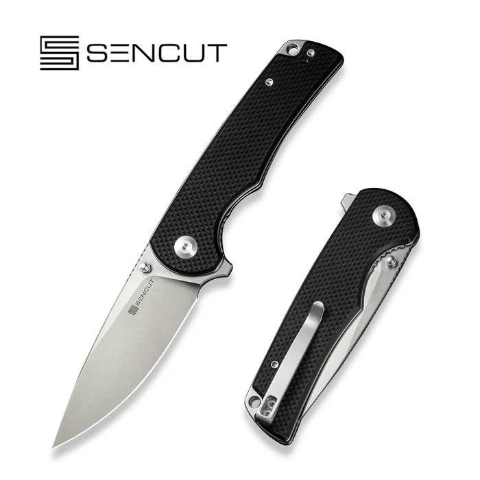 Sencut Praktisk Black Coarse G10 Knife, Satin 9Cr18MoV (S24019-1)