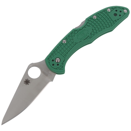 Spyderco Delica 4 FRN Green Flat Ground PlainEdge Knife (C11FPGR)