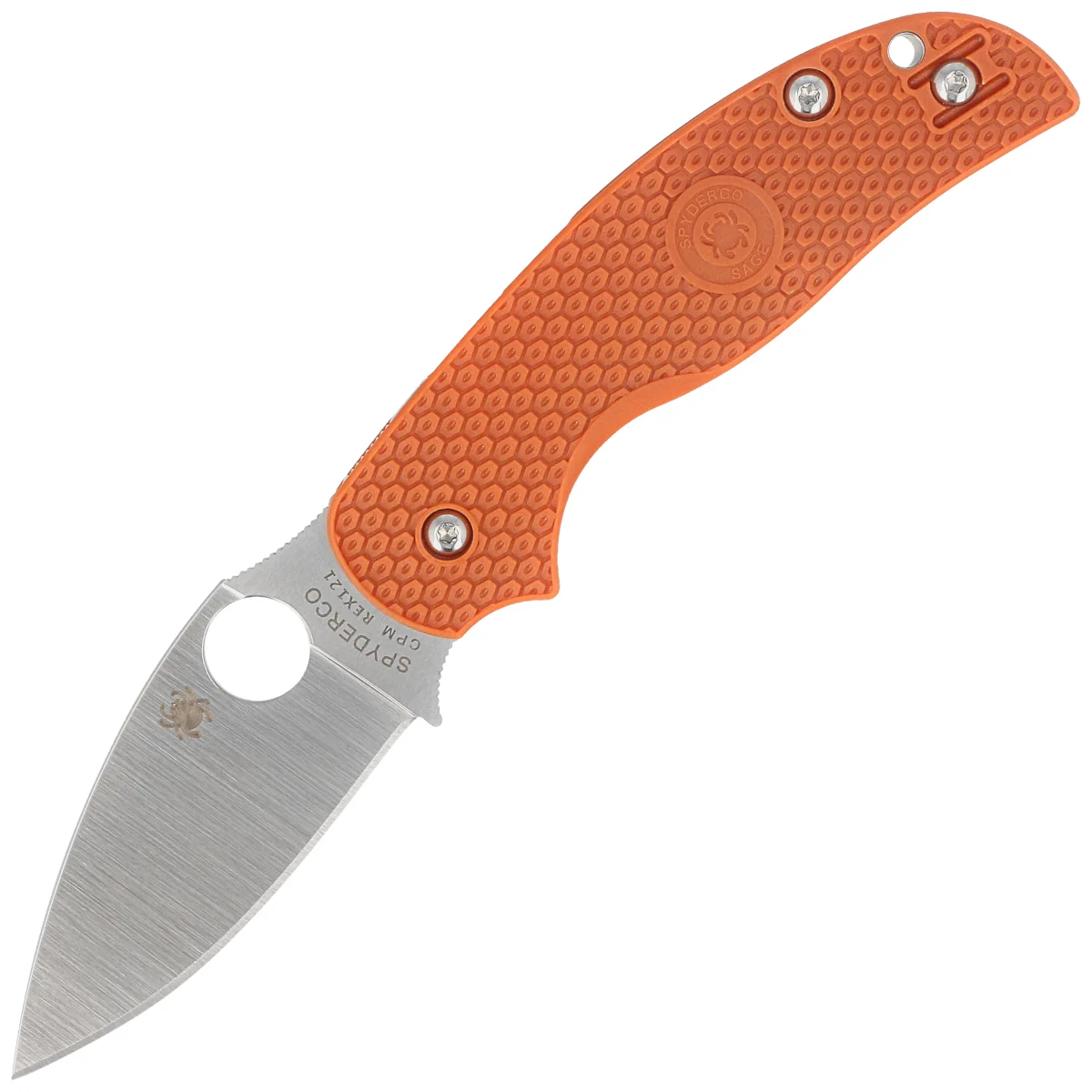 Spyderco Sage 5 Burnt Orange FRN Knife, Satin Plain CPM REX 121 (C123BORP)