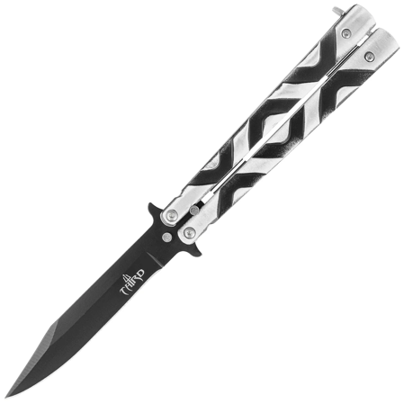 Third Decor Habitat Balisong Grey/Black Aluminum, Black Butterfly Knife (12313)