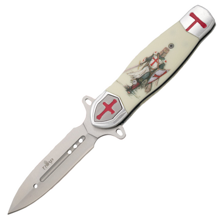 Third Decor Habitat Templar Gray Aluminium/White ABS, Satin 420 Assisted Knife (1610)