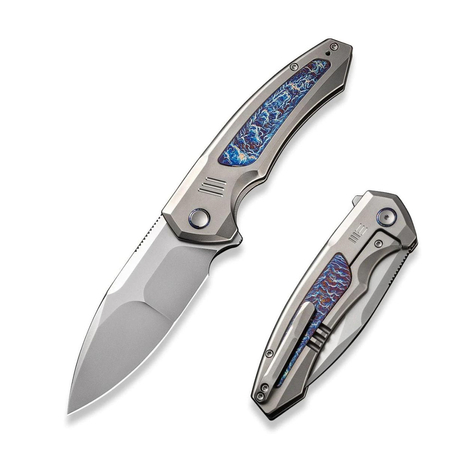 WE Knife Hyperactive Polished Bead Blasted/Flamed Titanium, Polished Bead Blasted Vanax (WE23030-1)