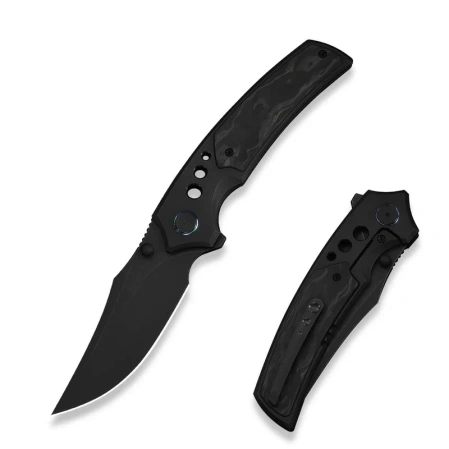 Nóż składany WeKnife Skynix Black Titanium/Marble Carbon Fiber, Black Stonewashed M390 (WE24087-1)