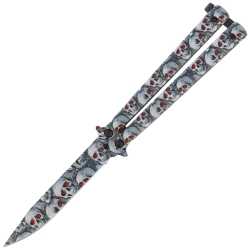 Nóż składany motylek Martinez Albainox Balisong 3D Skulls Printed Steel, 3D Skulls Printed 3Cr13Mov (02220)