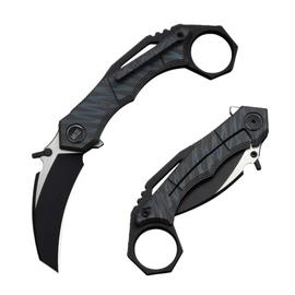 Nóż składany WeKnife Tayra Tiger Stripe Titanium, Black Stonewashed/Satin M390 (WE24069-4)