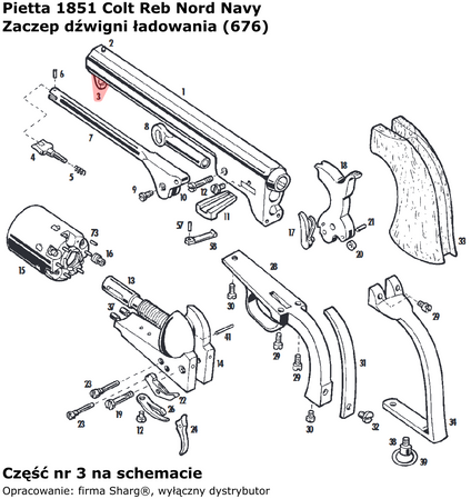 Zaczep dźwigni ładowania Pietta Colt 1851, Colt 1860, Colt 1861 (676)