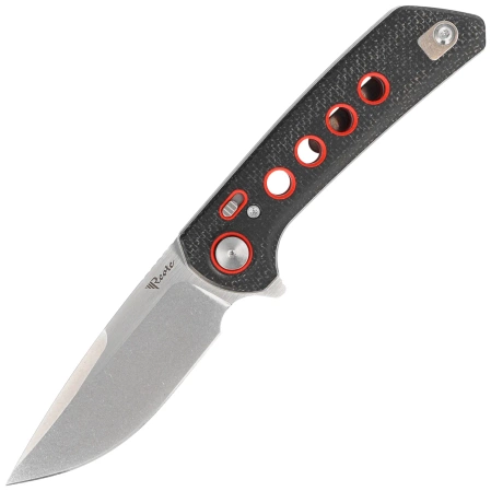 Nóż składany Reate PL-XF-11 Black Micarta/Red G10 Inlay, Stonewashed Nitro-V