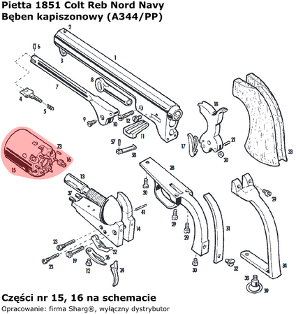 Spare Cylinder for Pietta 1851 Colt Navy Yank Pepperbox .36 (A344/PP)