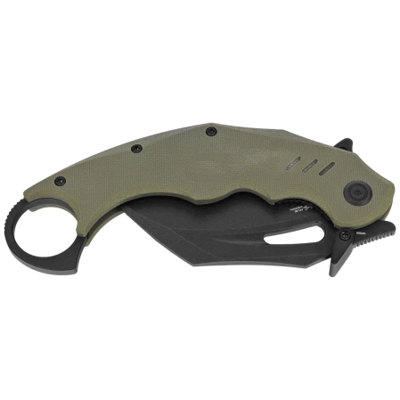 Kubey Wrath Knife Green G10, Blackwashed 14C26N by MUZI Design (KU261F)