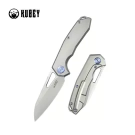 Kubey Vagrant Knife Gray Titanium, Beadblasted CPM S35VN by Maksim Tkachuk (KB284F)