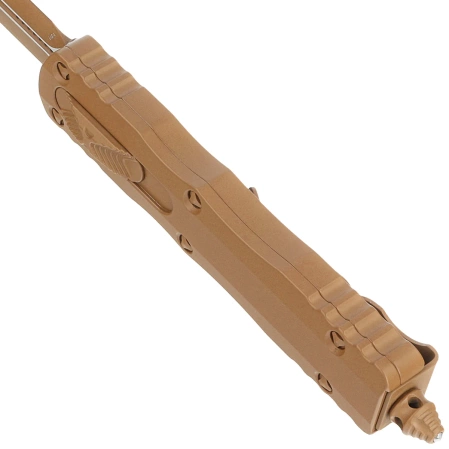 Microtech Dirac D/E OTF Knife Cerakote Tan Aluminum, Cerakote Tan M390 by Tony Marfione (225-1CTA)