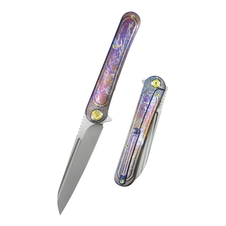 Kubey Dandy Knife Flame Titanium, Sandblasted CPM S90V by Maksym Tkachuk (KB247H)