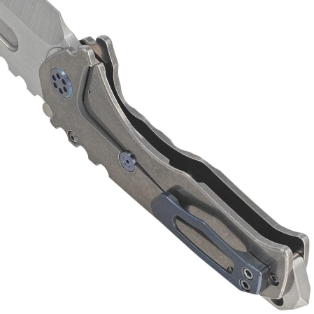 Nóż składany Medford Praetorian T Tanto Tumbled Titanium, Blue HW/Clip, Tumbled S45VN by Greg Medford (MK0124TT-01TM-T2C2-BN)