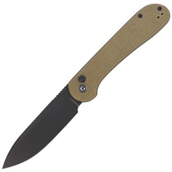 CIVIVI Knife Button Lock Elementum Olive Micarta, Black Stonewashed (C2103B)