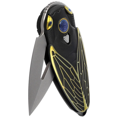Nóż składany Rike Knife RK Cicada-DG Dark Gray / Gold Titanium, Bead Blasted M390