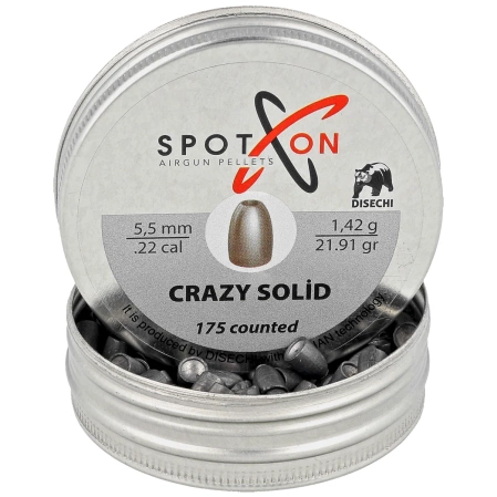 Spoton Crazy Solid Slug 22 .22/5.5mm AirGun Pellets, 175 psc 1.42g/21.91gr