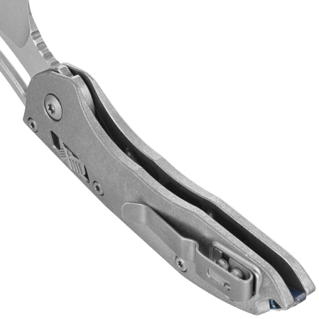 Microtech Marfione Select Stitch Ram-Lok S/E Knife Slab Side Titanium, Ti Blue HW, Double Vapor Blast M390MK by Borka Blades and Tony Marfione (169RL-10MS2)