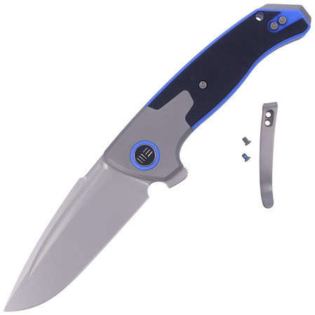 Nóż składany WE Knife Press Check Gray Ti / Black G10, Silver Bead Blasted by Allen Elishewitz (WE20078B-2)